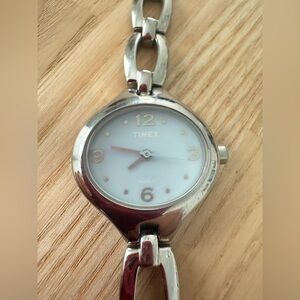 Vintage Timex ladies oval blue dial stainless steel watch NEW BATTERY